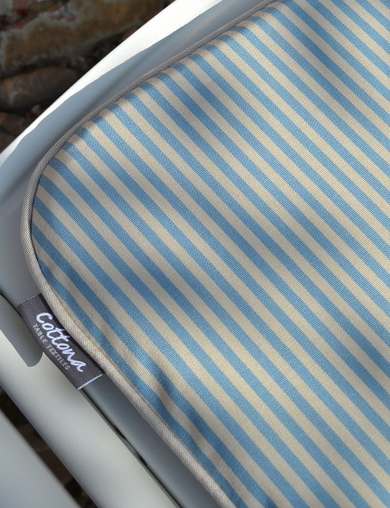 Outdoor Zitkussen Streepje Blauw / Beige Bies