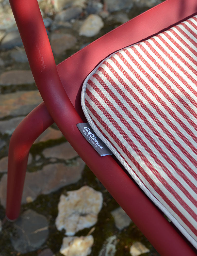Coussin d'assise d'extérieur Rayures Rouge / Beige passepoil