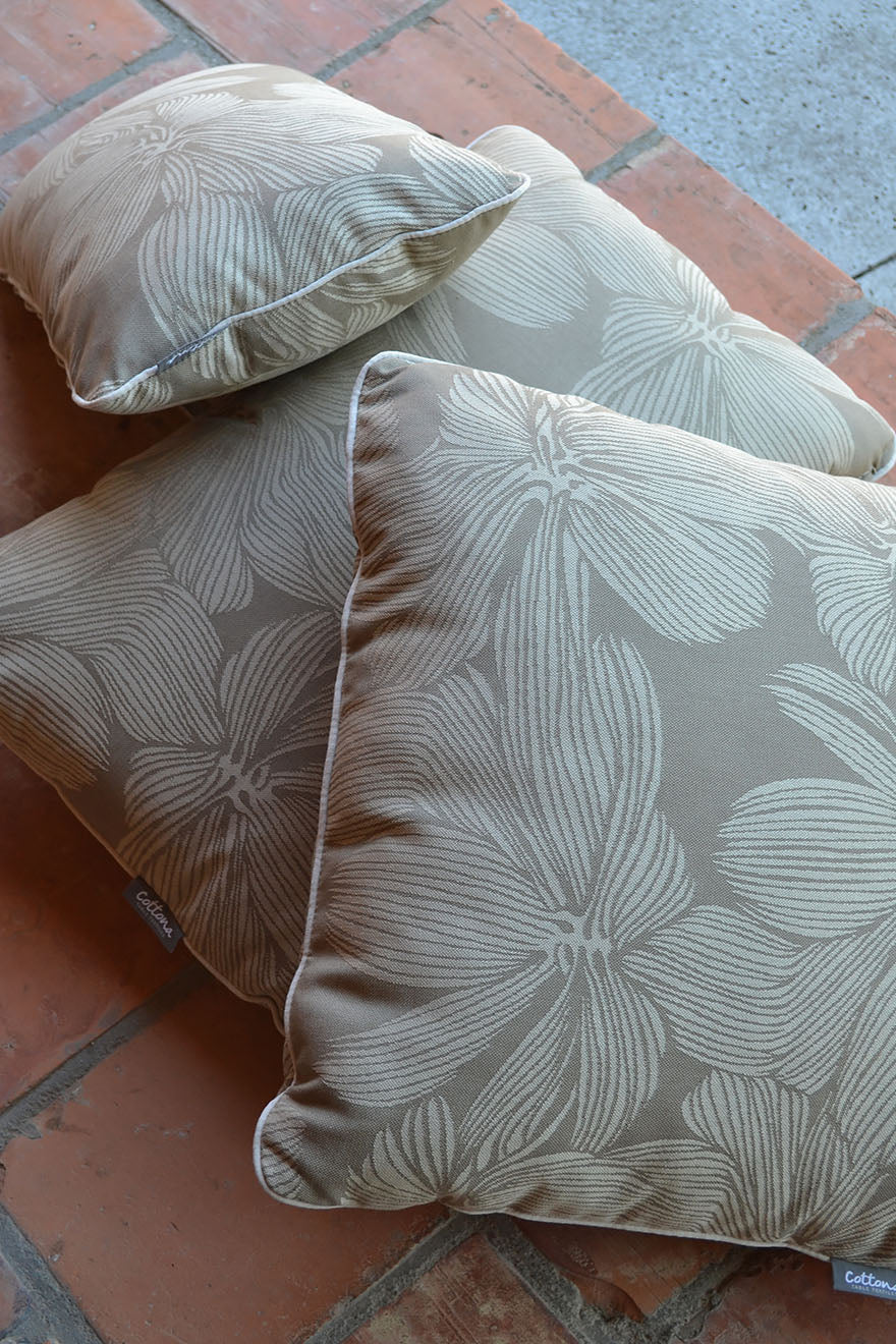 Outdoor-Deko-Kissen Jacquard Blumen Walnuss