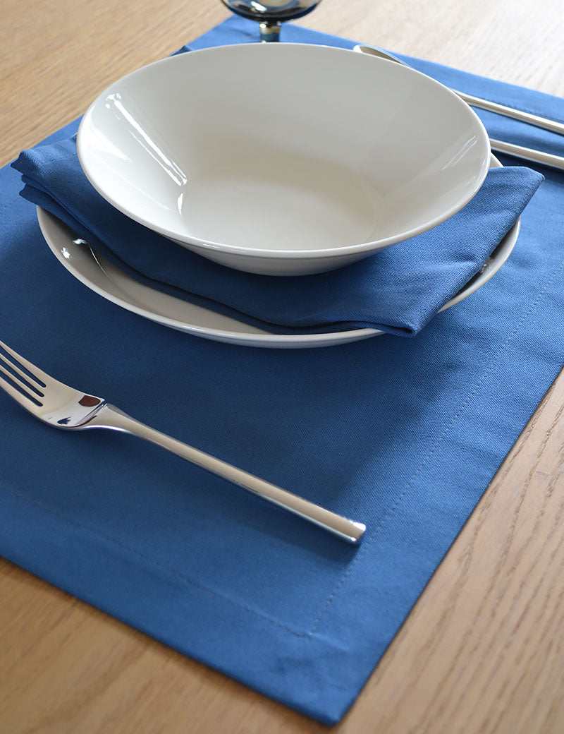 Tischsets Uni Baumwolle Königsblau
