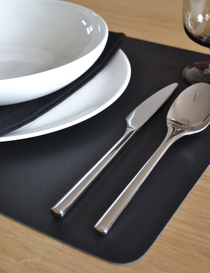 Placemats Synthetic Leather Deep Black