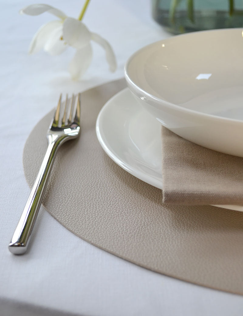 Tischsets Rund Kunstleder Beige