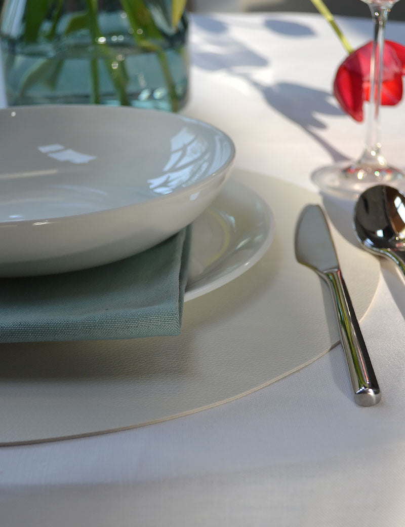 Placemat Rond Kunstleer Wit