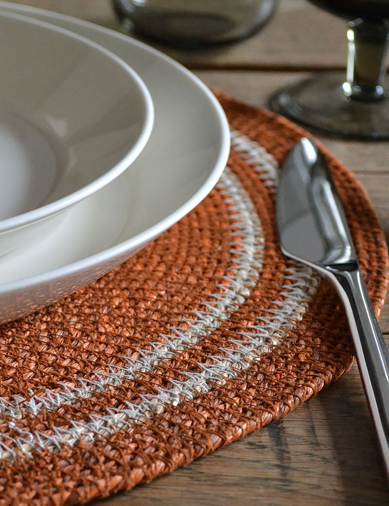 Placemat Rond Zeegras Terracotta