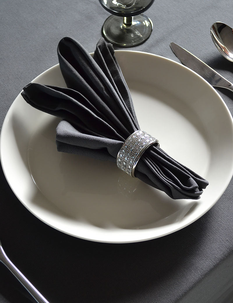 Serviettes de table Coton Uni Antracite