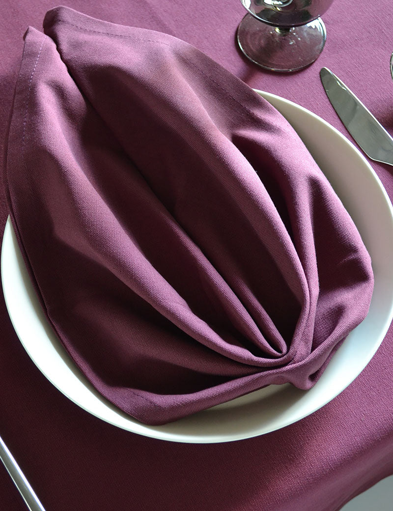 Serviettes de table Coton Uni Burgundy Violet