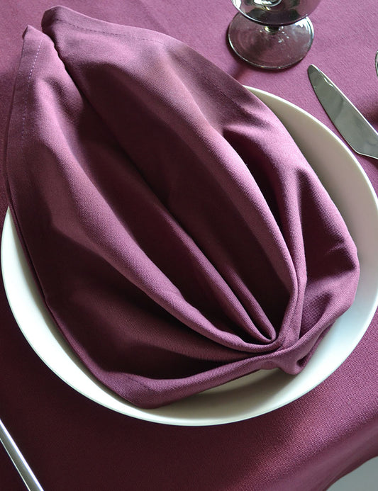 Serviettes de table Coton Uni Burgundy Violet