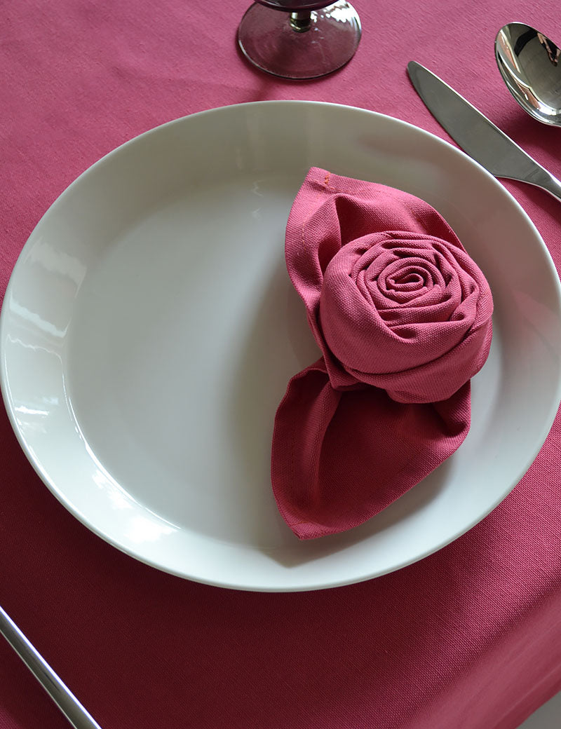 Serviettes de table Coton Uni Framboise