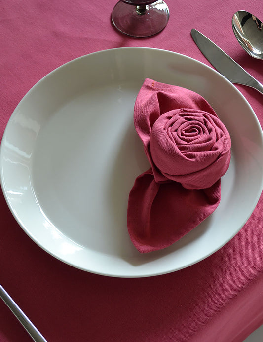 Serviettes de table Coton Uni Framboise