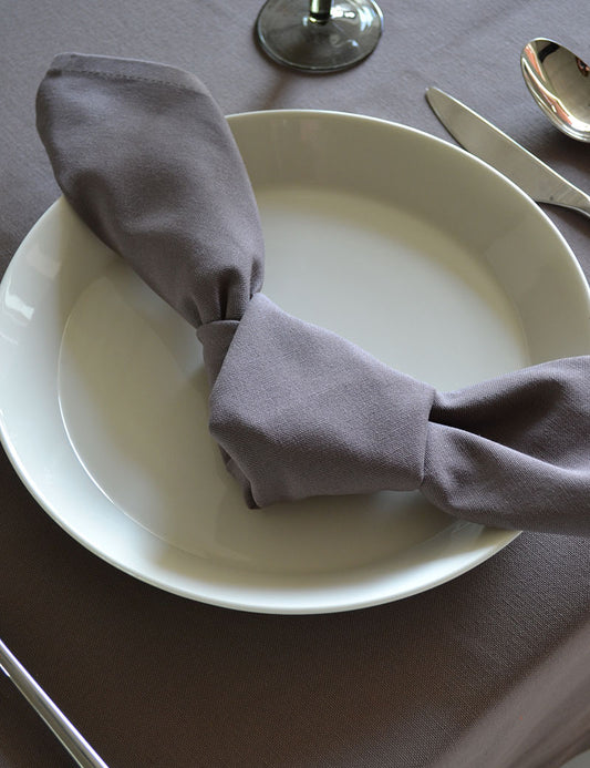 Serviettes de table Coton Uni Gris Brun