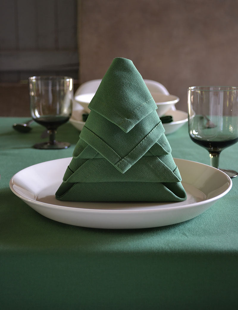 Serviettes de table Coton Uni Vert