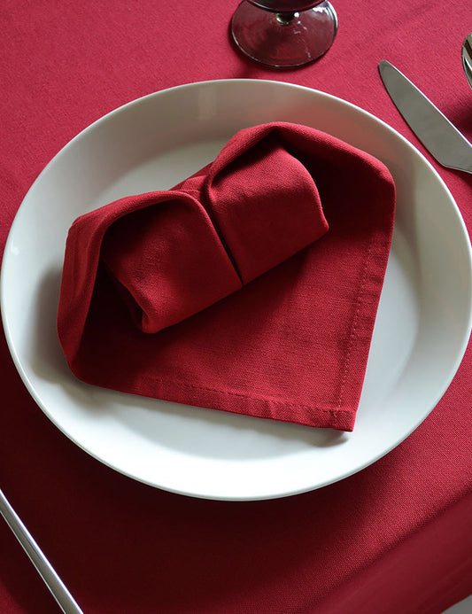 Serviettes de table Coton Uni Rouge Classique