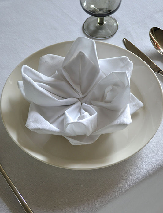 Serviettes de table Coton Uni Blanc