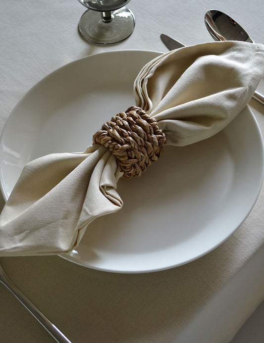 Serviettes de table Coton Uni Sable