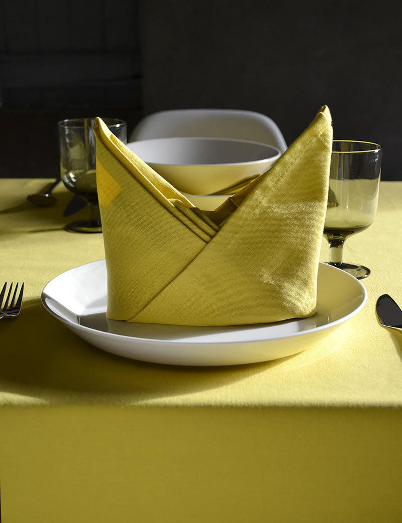 Serviettes de table Coton Uni Jaune Estival