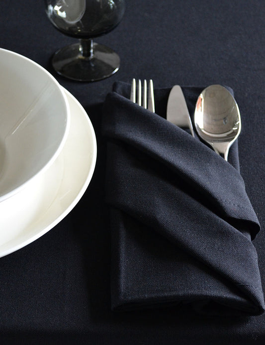 Serviettes de table Coton Uni Noir