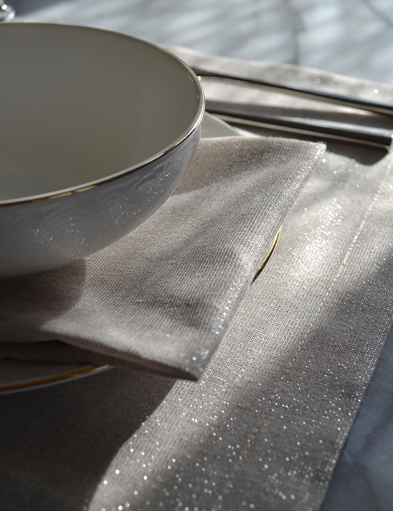 Serviettes de table Shiny-Chic Brilliant-Argent Semi-transparent
