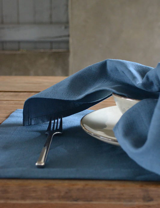 Serviettes de table Lin Gastronomie Bleu Denim