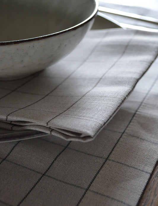 Serviettes de table Lin Gastronomie Naturel à Carreaux