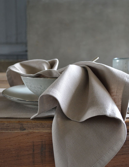 Serviettes de table Lin Gastronomie Taupe