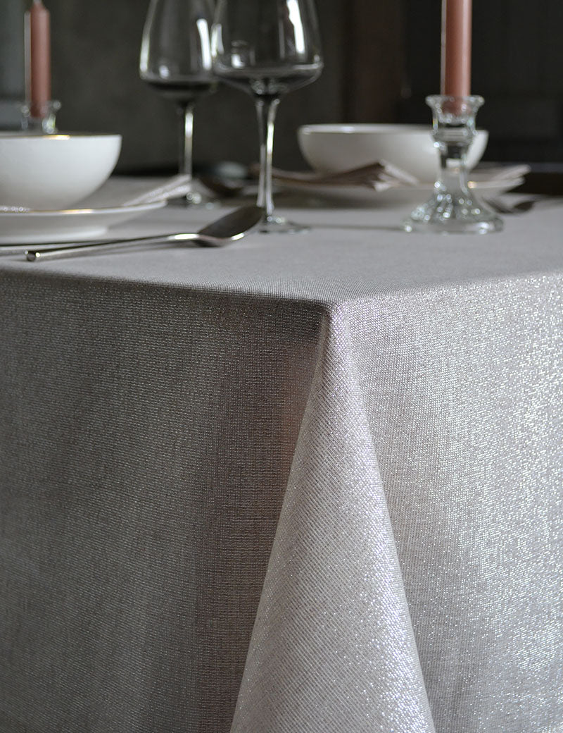 Tischdecke Shiny-Schick Glitter-Silber Halbtransparent