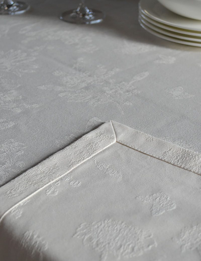 Nappe Damassée Florale Crème