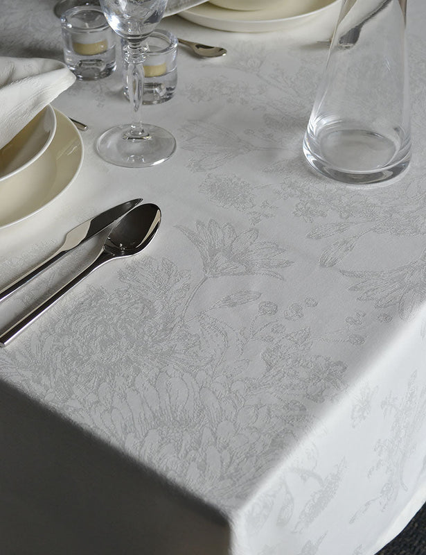 DAMAST Tovaglia 1 x tovaglioli 50 x 50 cm bianco bordo Atlas, 100