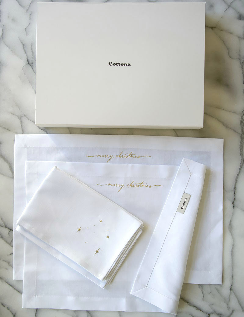 Christmas table linen gift package for two