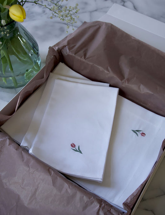 Cadeauset tafellinnen met tulp