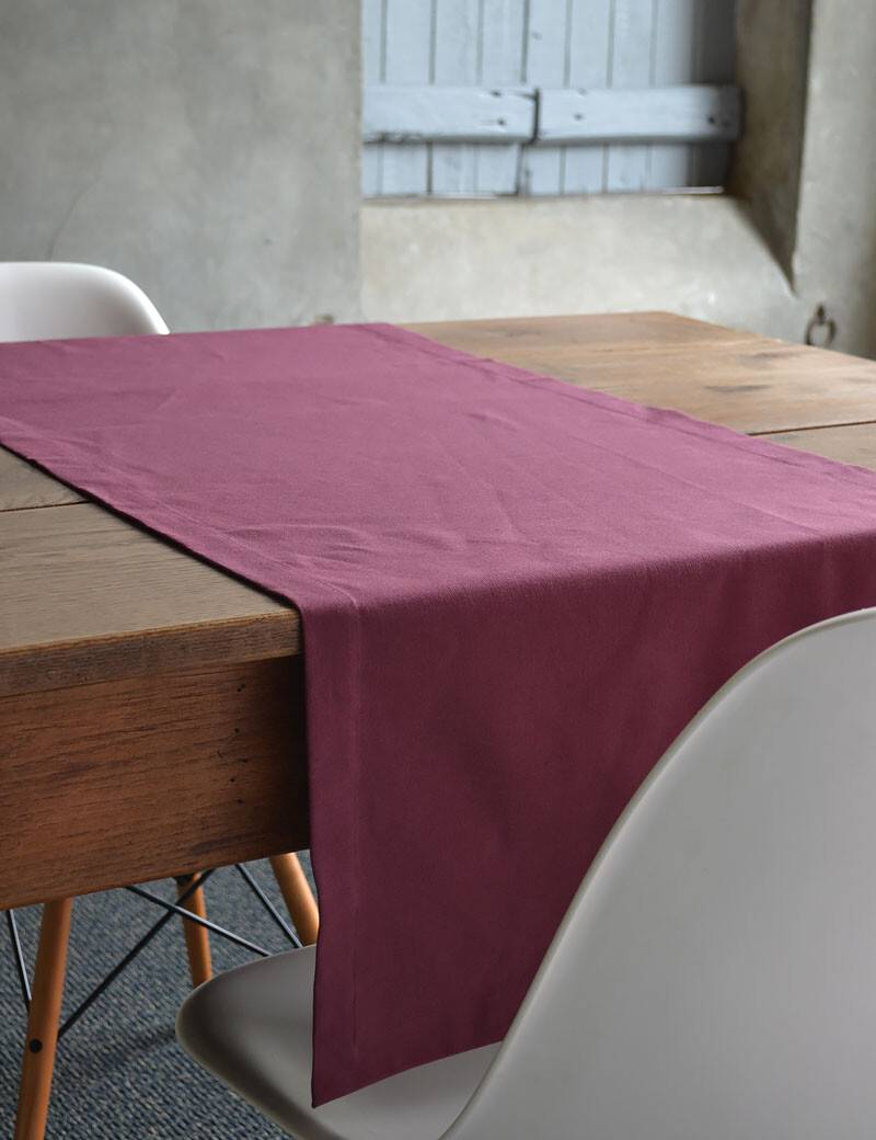 Chemin de table Coton Uni Burgundy Violet