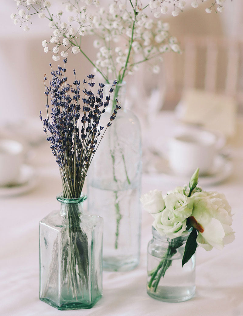 Tischsets Leinen Weiß mit gesticktem Lavendel