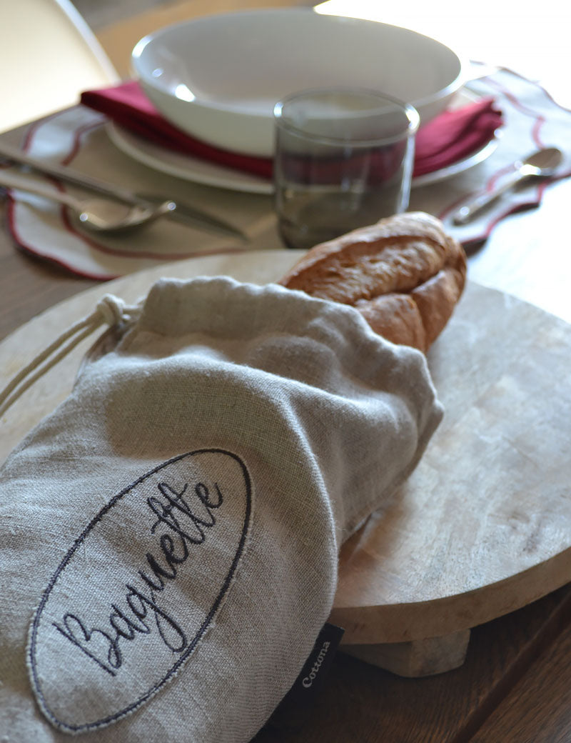 Bread bag and baguette bag made of pure linen