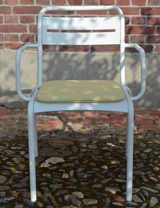 Outdoor seat cushion Stripe Yellow / Beige Piping