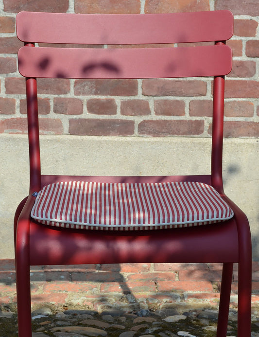 Outdoor seat cushion Stripe Red / Beige Piping