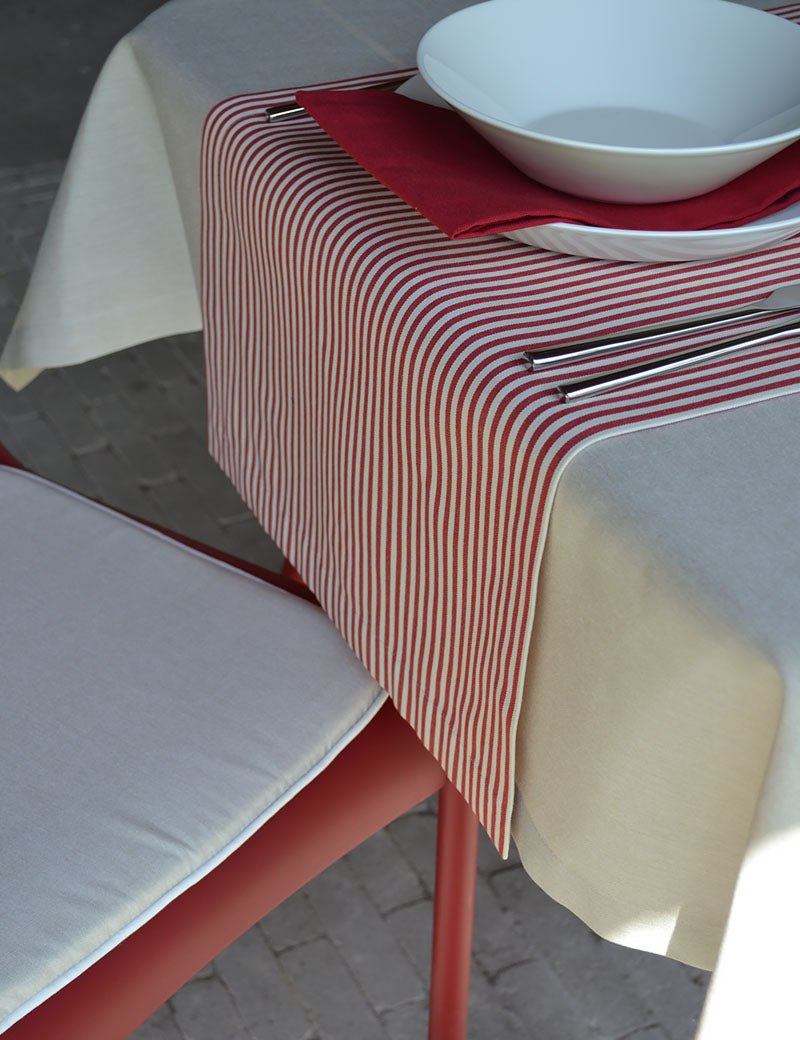 Table runner Outdoor Stripe Red