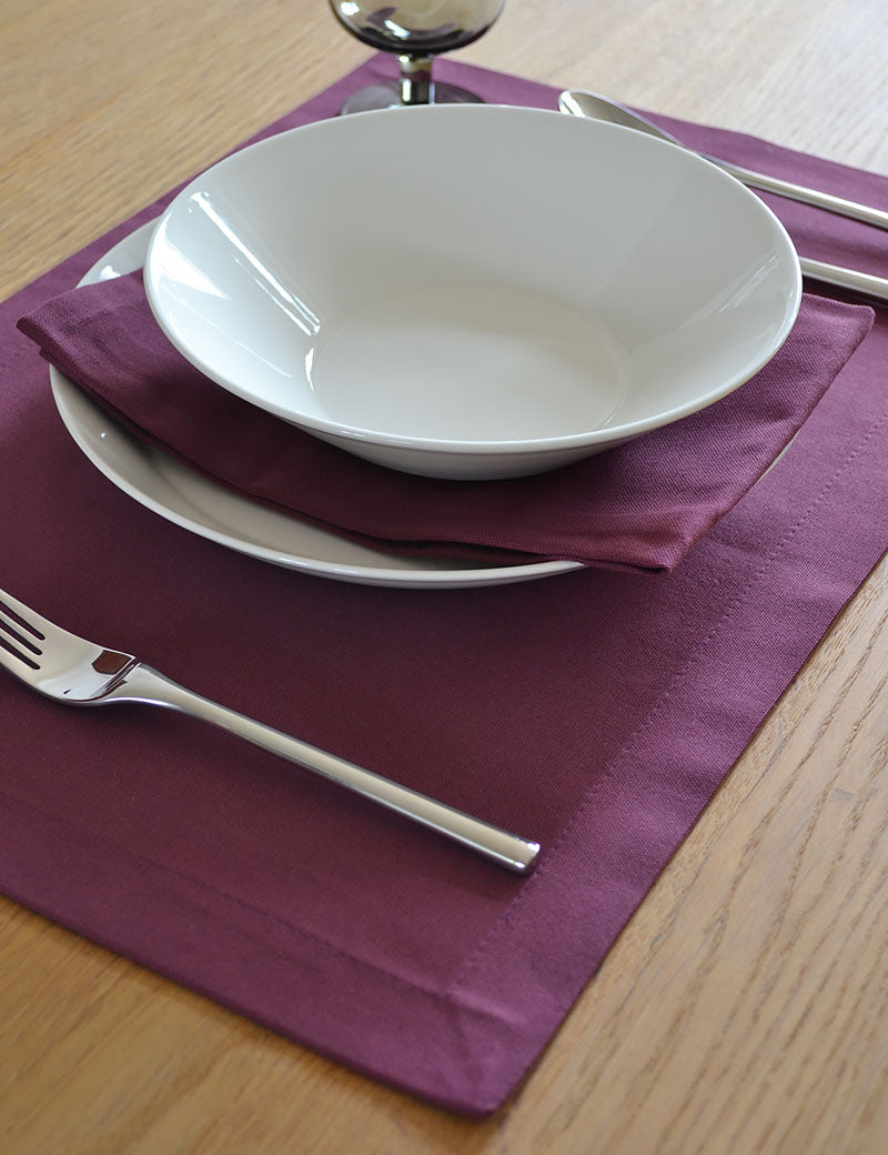 Sets de table Coton Uni Burgundy Violet