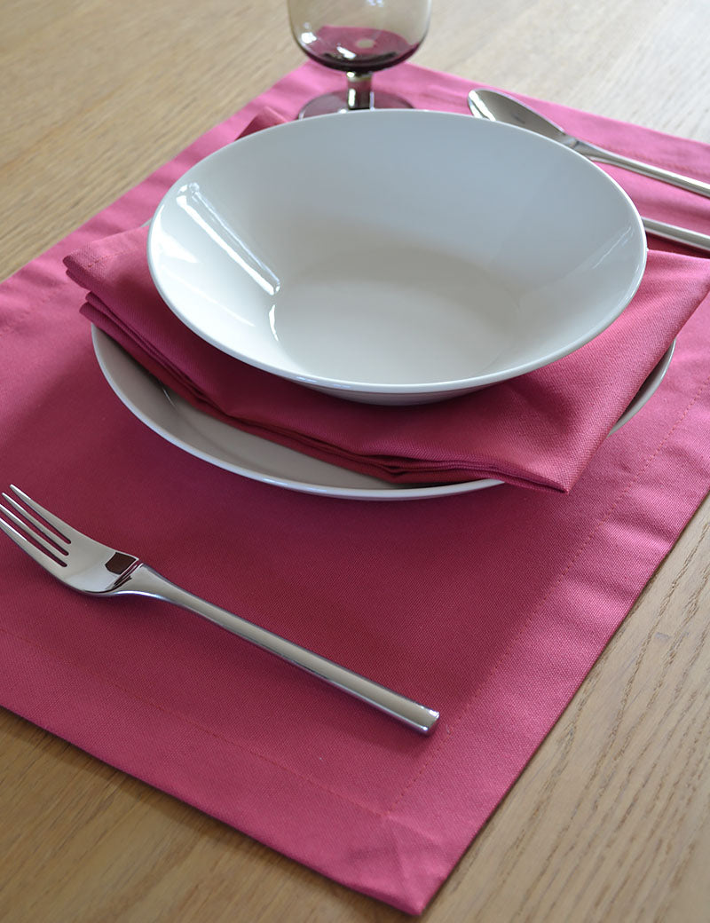 Placemats Plain Cotton Raspberry