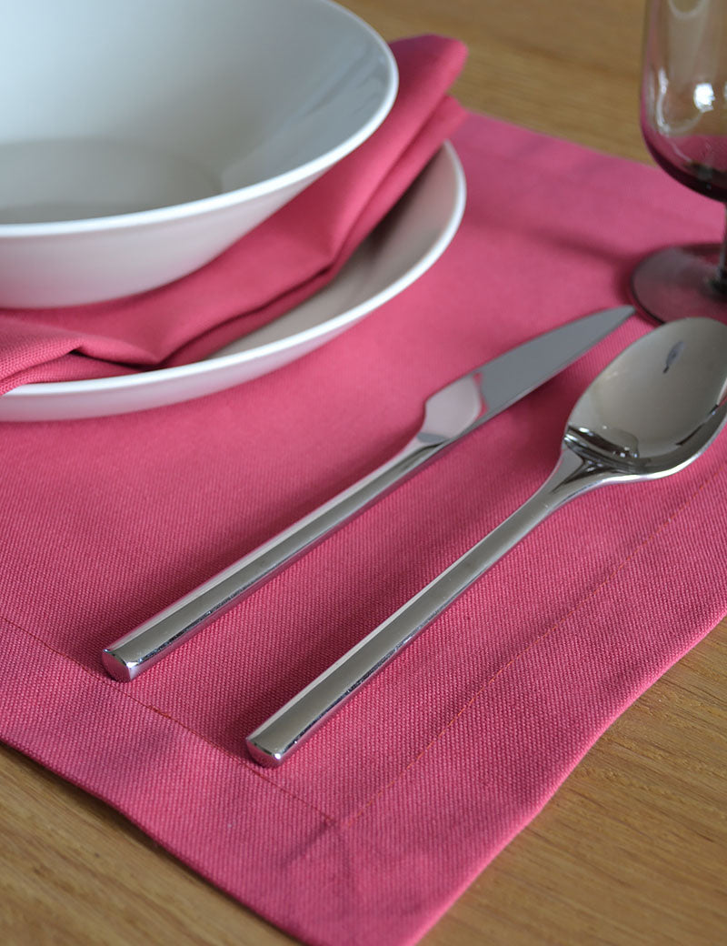 Placemats Plain Cotton Raspberry