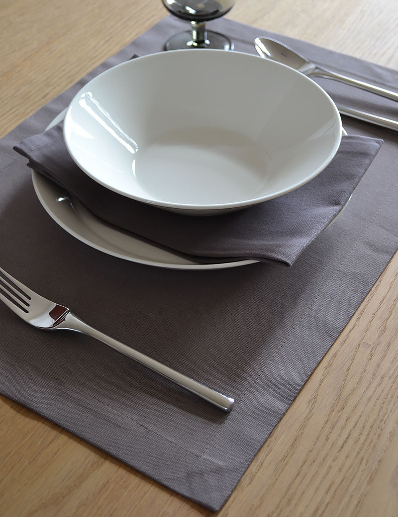 Placemats Uni Katoen Grijsbruin