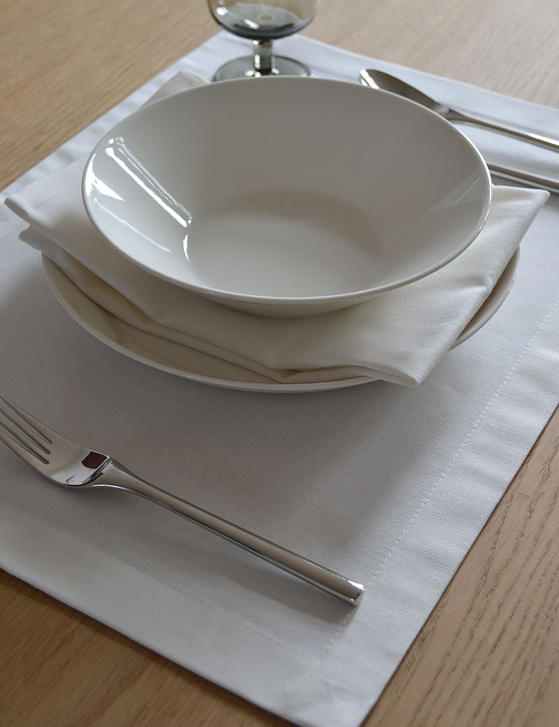 Placemats Uni Katoen Roomwit