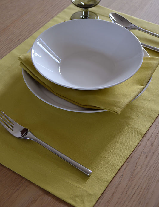 Placemats Basic Uni Katoen Zomers Geel