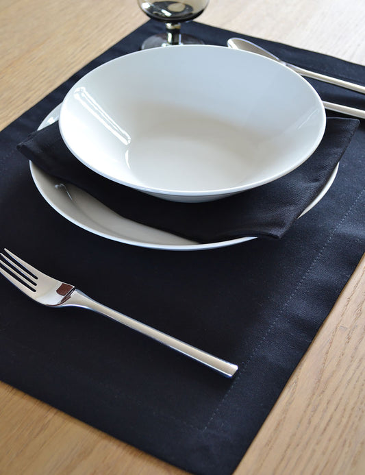 Sets de table Coton Uni Noir