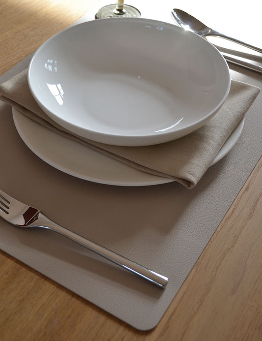 Placemats Synthetic Leather Canvas Beige