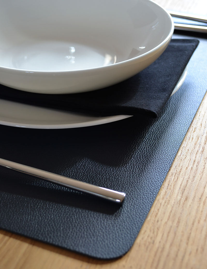 Tischsets Kunstleder Tiefschwarz