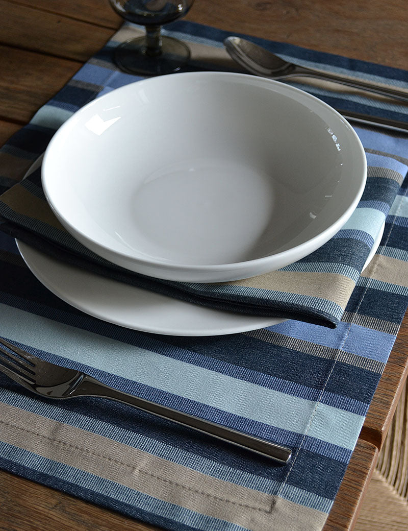 Sets de table Extérieur Rayure Basque Bleu