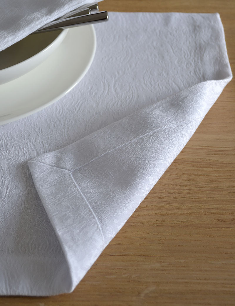 Placemats Damask Paisly White