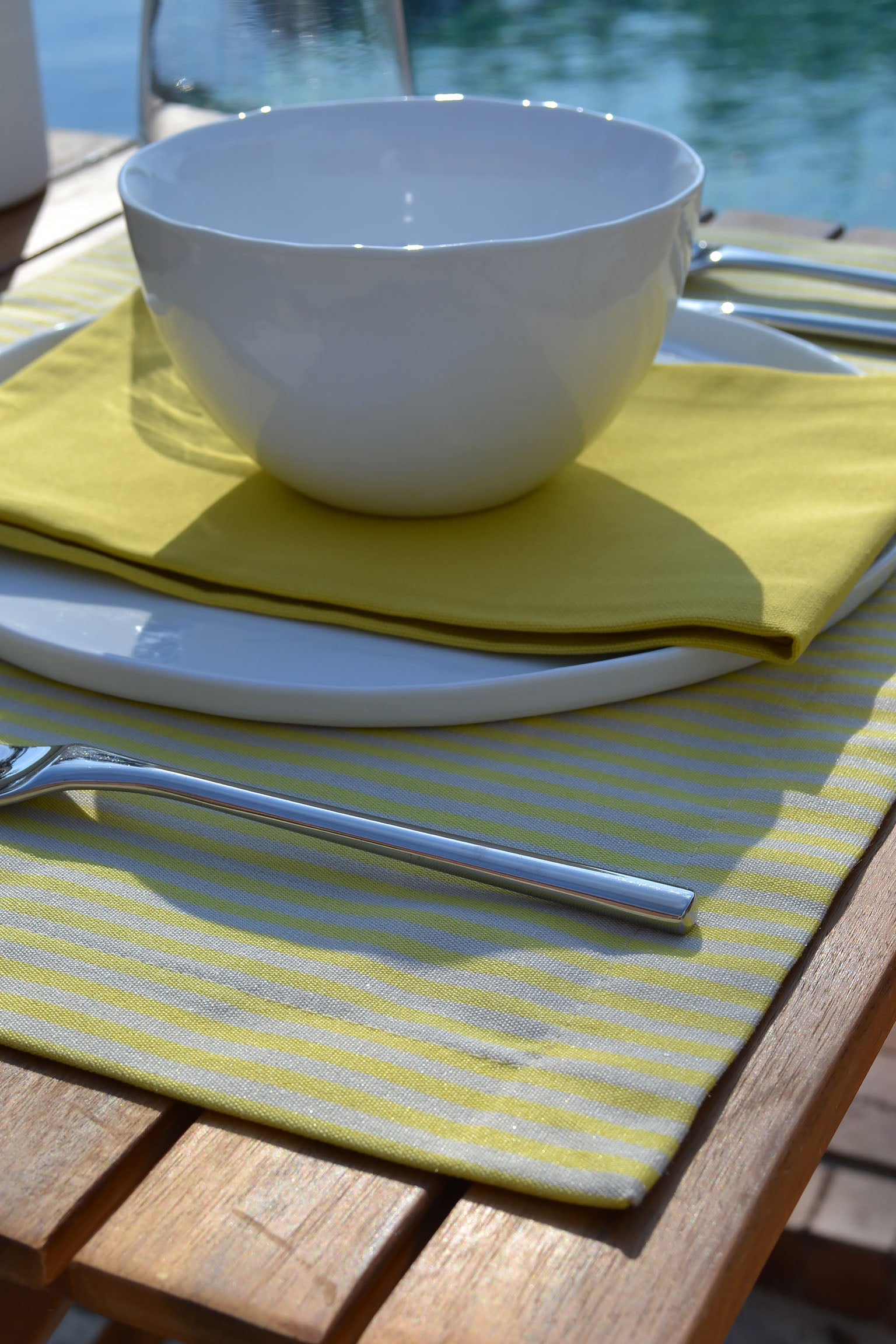 Placemats Outdoor Stripe Yellow