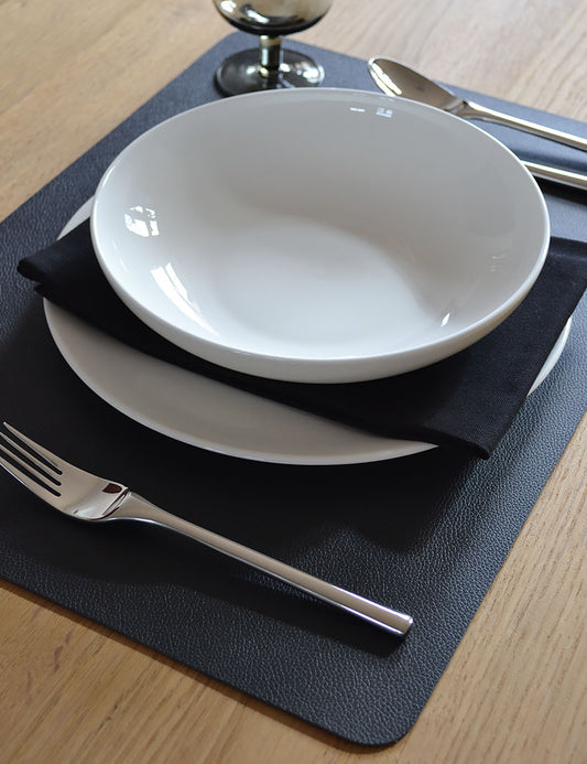 Placemats Synthetic Leather Deep Black