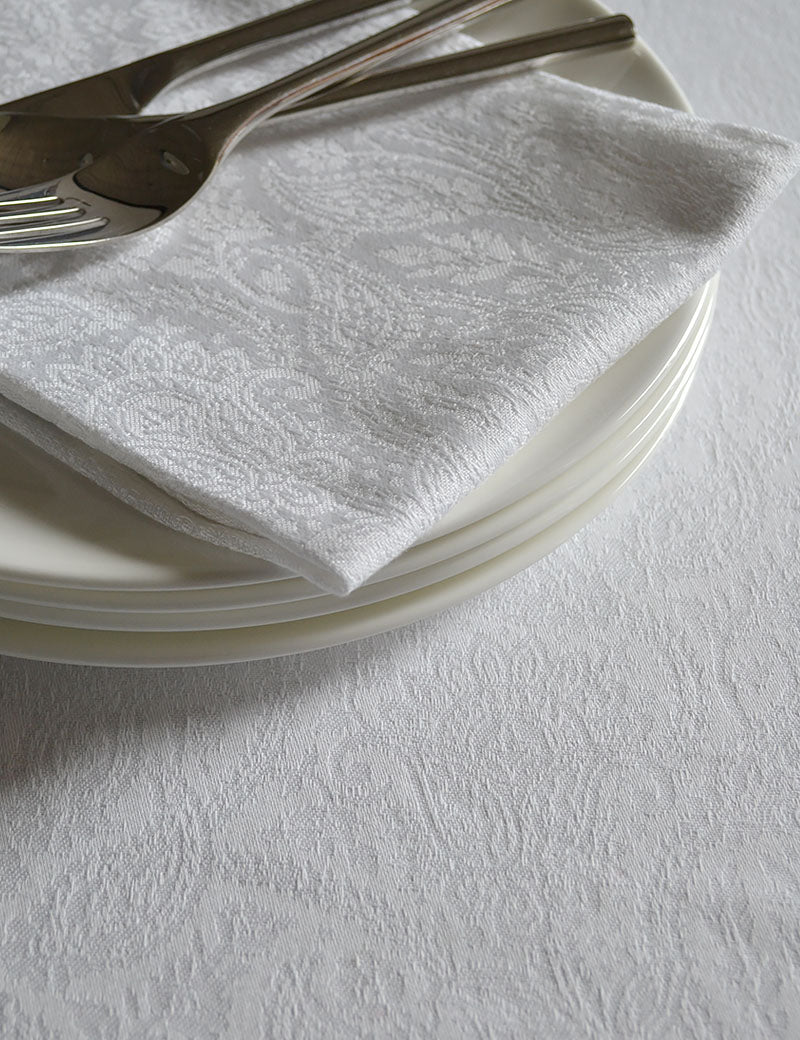 Napkins Damask Paisly White