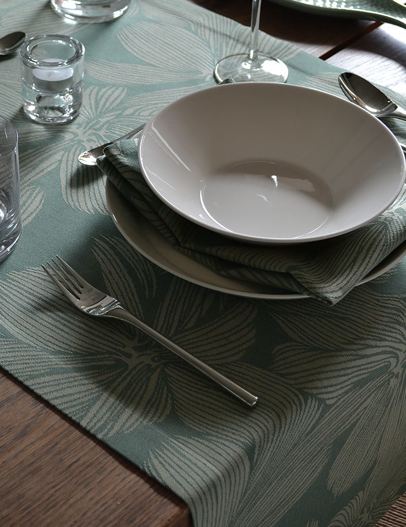 Chemin de table Jacquard Extérieur Olive